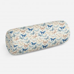 3D подушка-валик «Бежевые и голубые бабочки»