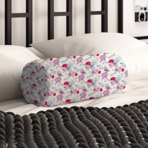 Декоративная подушка в форме валика «Розы с сиренью» вид 2