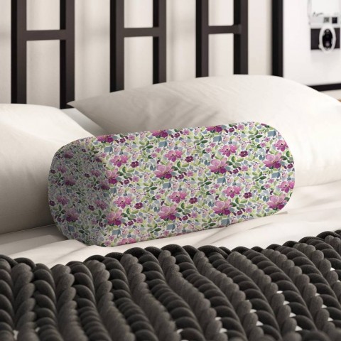 Интерьерная подушка-валик «Узор с цветами» вид 2