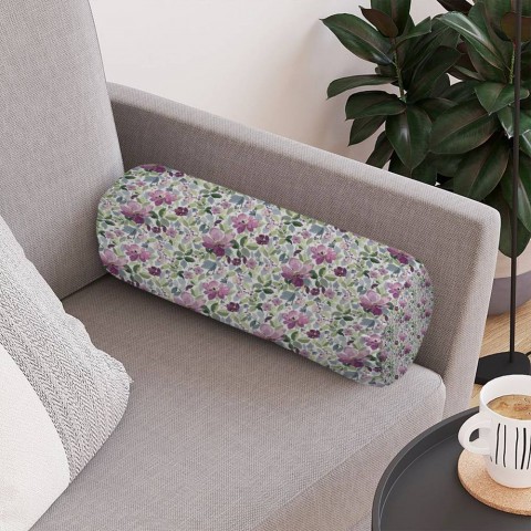 Интерьерная подушка-валик «Узор с цветами» вид 4