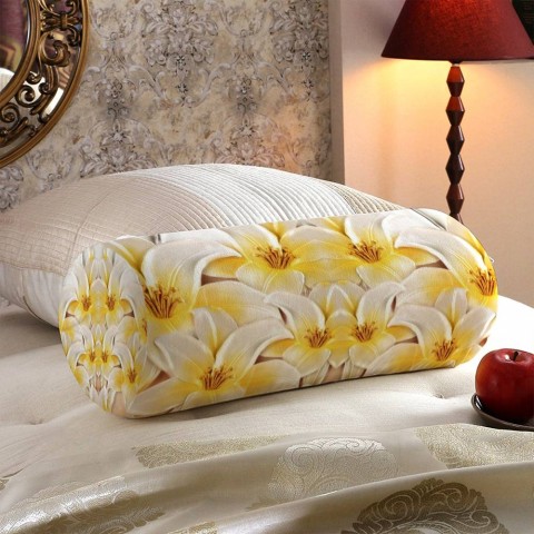 Интерьерная подушка-валик «Объемные лилии» вид 5