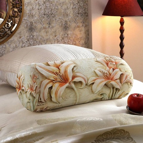 Декоративная вытянутая подушка «Лилии под каменную фреску» вид 5