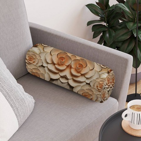 Тканевая вытянутая подушка «Розы с тиснением под керамику» вид 4