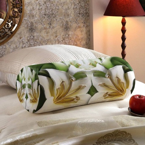 Декоративная подушка подголовник «Зеленые лилии из керамики» вид 5