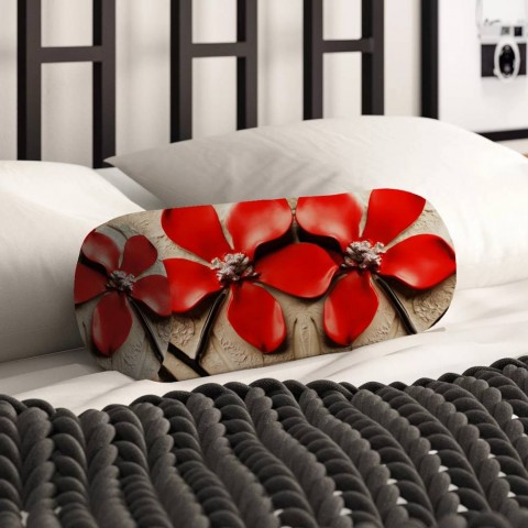 Декоративная круглая подушка «Цветы на штукатурке» вид 2