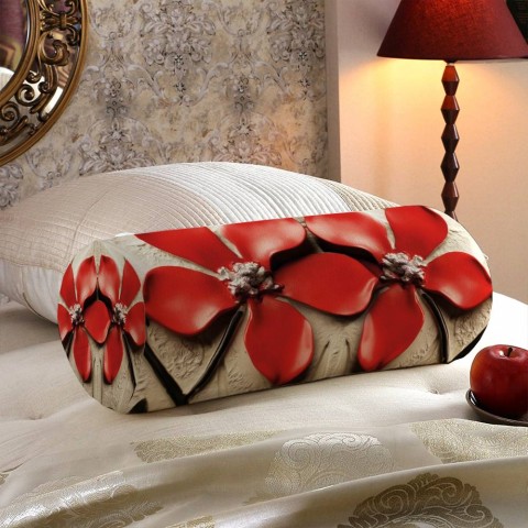 Декоративная круглая подушка «Цветы на штукатурке» вид 5