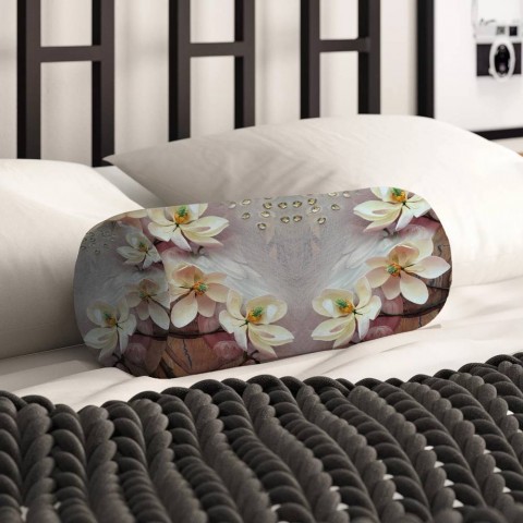 Интерьерная вытянутая подушка «Объемные цветущие ветки» вид 2