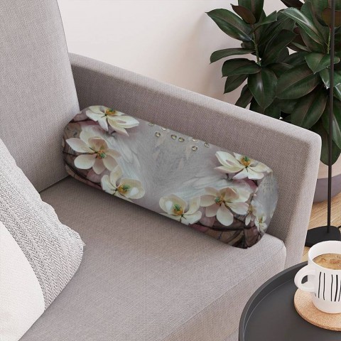 Интерьерная вытянутая подушка «Объемные цветущие ветки» вид 4