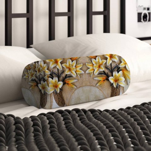 Интерьерная подушка для дивана «Объемные лилии в вазах» вид 2