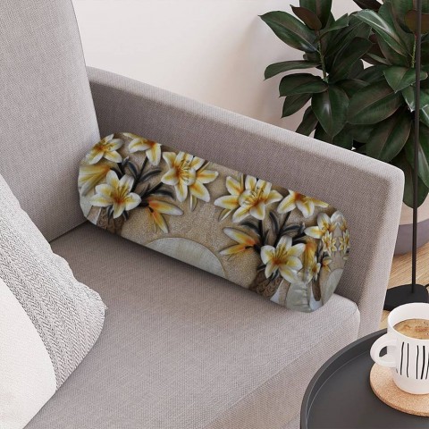 Интерьерная подушка для дивана «Объемные лилии в вазах» вид 4