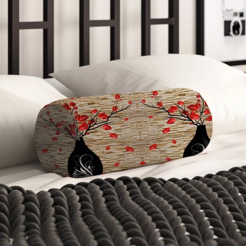 Интерьерная подушка в форме валика «Вазы на декоративном камне» вид 2