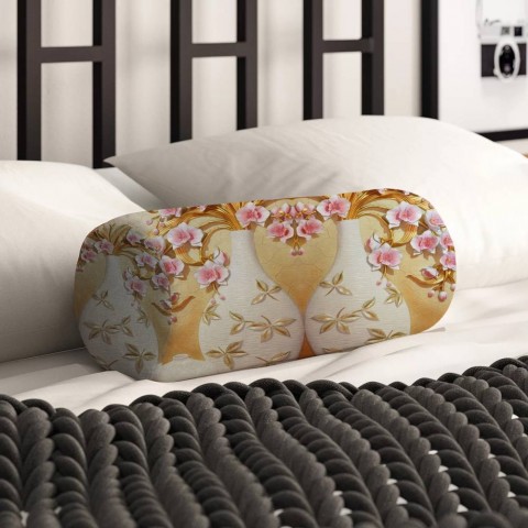 Декоративная подушка-валик «Вазы с орхидеями» вид 2