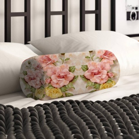 Интерьерная круглая подушка «Объемные розы под мрамор» вид 2