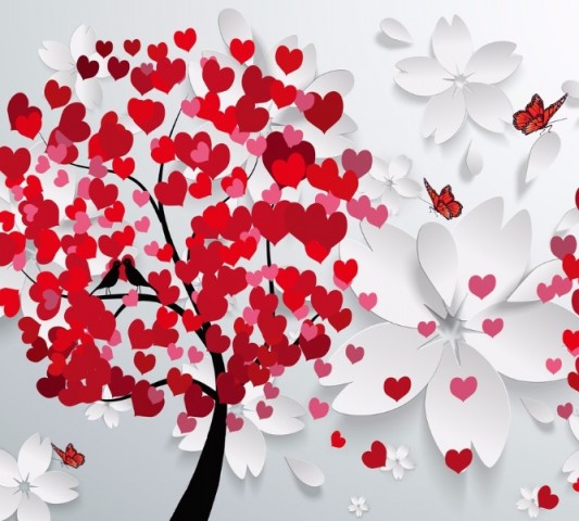 Интерьерная круглая подушка «Дерево любви» вид 3