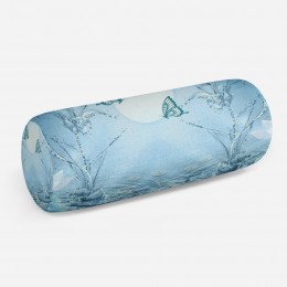3D подушка-валик «Объемные цветы из брызг с бабочками»
