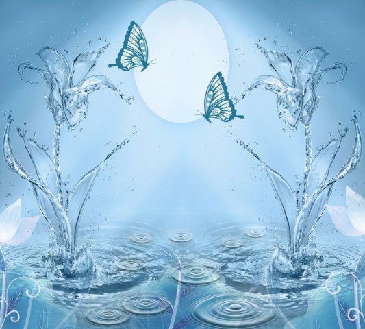 Интерьерная подушка подголовник «Объемные цветы из брызг с бабочками» вид 3