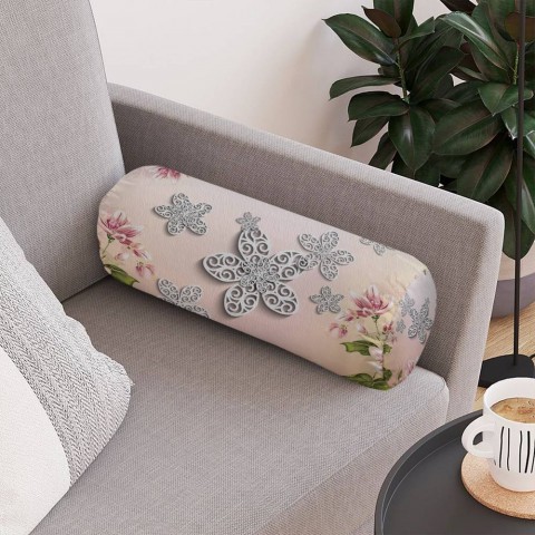 Декоративная подушка подголовник «Узорчатые цветы на нежном фоне» вид 4