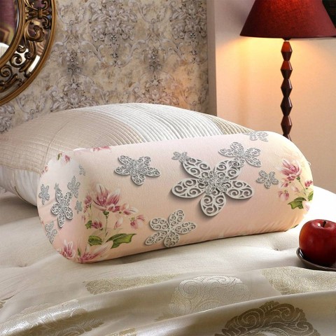 Декоративная подушка подголовник «Узорчатые цветы на нежном фоне» вид 5