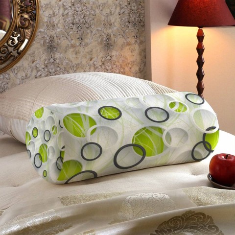 Тканевая подушка валик «Объемные зеленые круги» вид 5