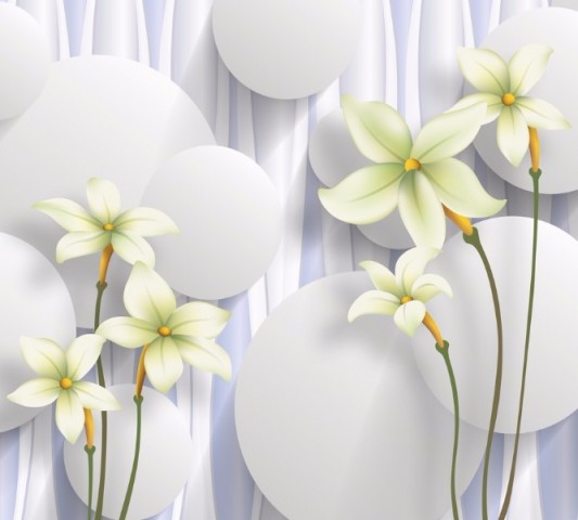 Декоративная подушка валик «Нежно-салатовые цветы на объемном фоне» вид 3
