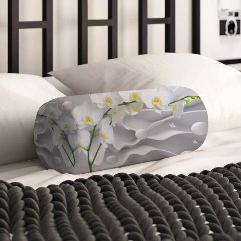 Декоративная подушка «Белая орхидея на объемном фоне» вид 2