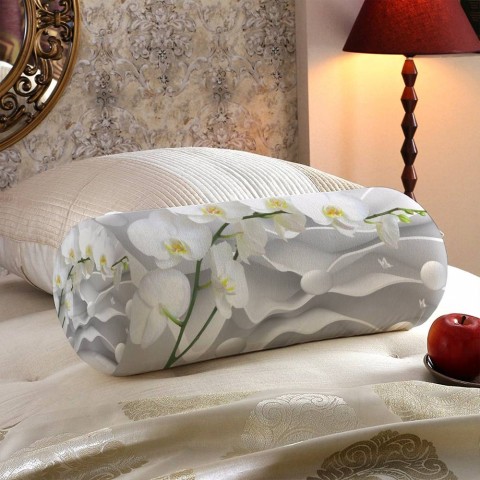Декоративная подушка «Белая орхидея на объемном фоне» вид 5