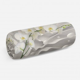 3D подушка-валик «Белая орхидея на объемном фоне»