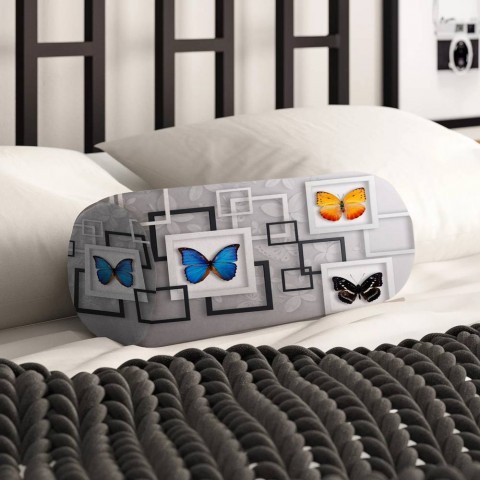 Декоративная подушка в форме валика «Коллекция бабочек» вид 2