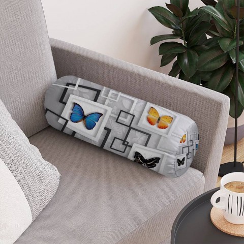 Декоративная подушка в форме валика «Коллекция бабочек» вид 4