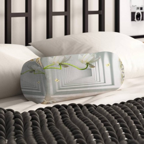Тканевая подушка в форме валика «Тоннель с лотосами» вид 2