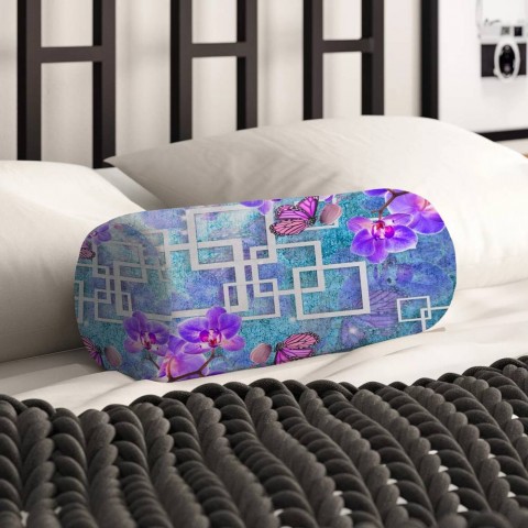 Декоративная подушка-валик «Современная композиция с орхидеями» вид 2