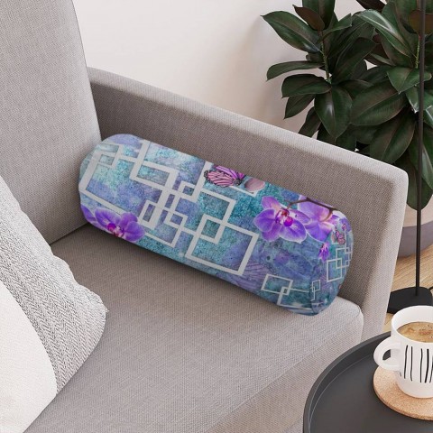 Декоративная подушка-валик «Современная композиция с орхидеями» вид 4