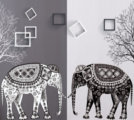 Тканевая подушка «Слоны в стиле модерн» вид 3