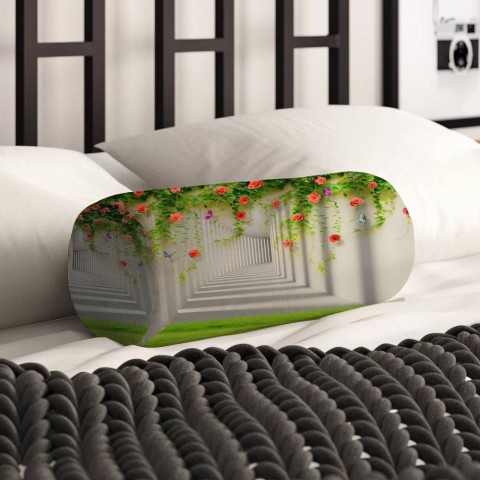 Декоративная подушка подголовник «Тоннель с лианами роз» вид 2