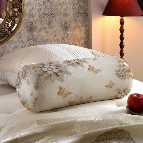 Декоративная подушка для дивана «Объемные цветы со стразами и бабочками» вид 5