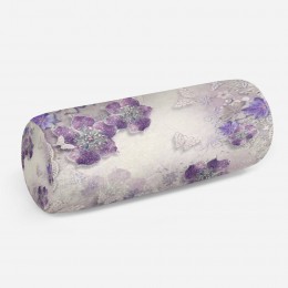 3D подушка-валик «Ювелирные фиолетовые цветы»