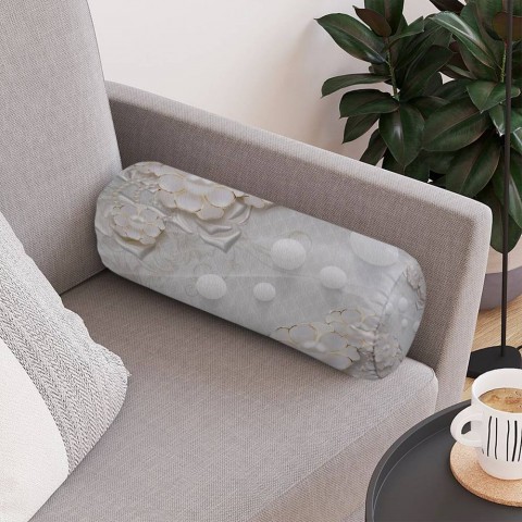 Декоративная подушка для дивана «Объемные цветы с жемчугом» вид 4