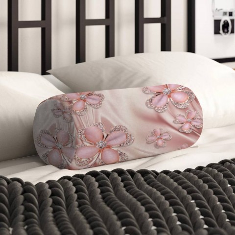 Интерьерная подушка «Клевер с бриллиантами в нежно-розовых тонах» вид 2