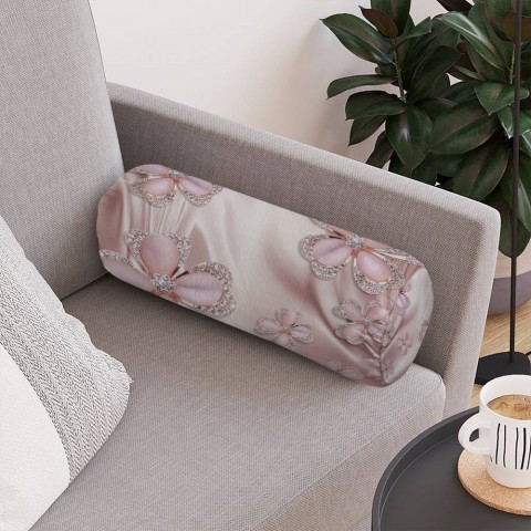 Интерьерная подушка «Клевер с бриллиантами в нежно-розовых тонах» вид 4