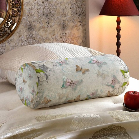Декоративная подушка-валик «Цветы и бабочки» вид 5