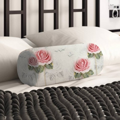 Декоративная вытянутая подушка «Оттиск с розами» вид 2