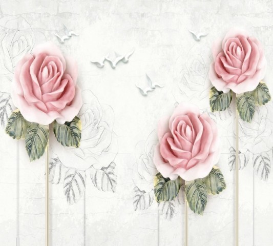 Декоративная вытянутая подушка «Оттиск с розами»