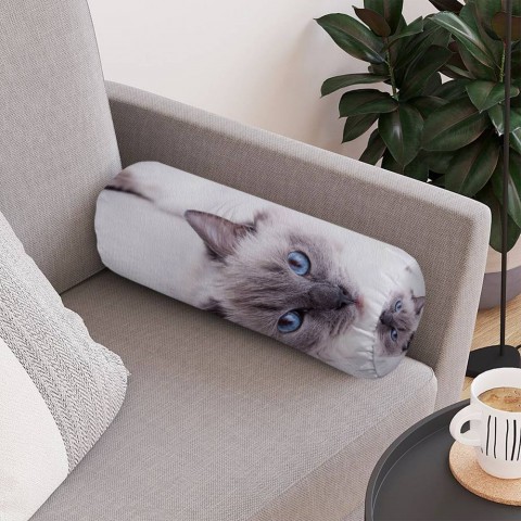 Тканевая подушка-валик «Голубоглазая кошка» вид 4