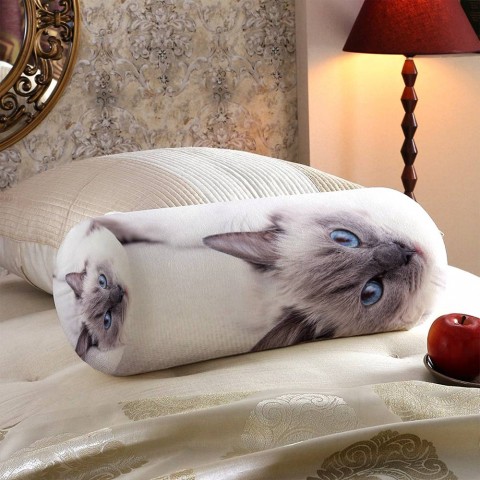 Тканевая подушка-валик «Голубоглазая кошка» вид 5