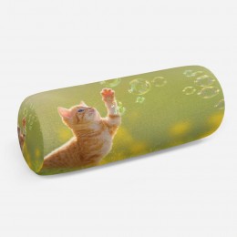 3D подушка-валик «Рыжий кот с мыльными пузырями»