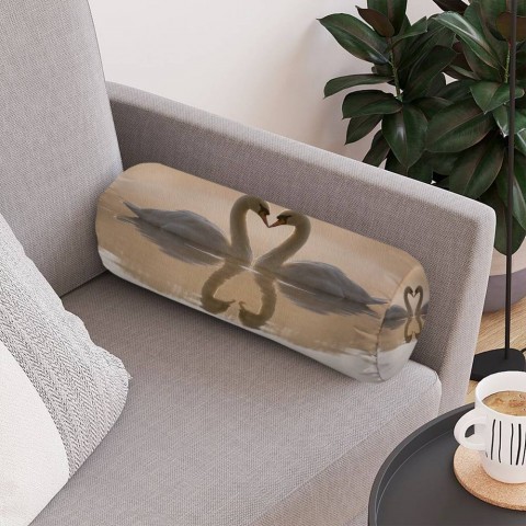 Декоративная подушка подголовник «Влюбленные лебеди» вид 4