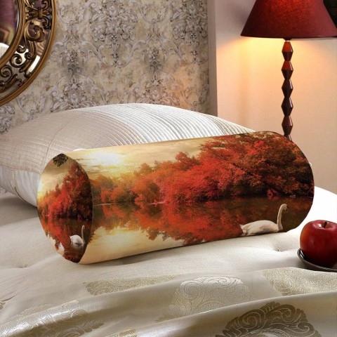 Декоративная подушка для дивана «Лебедь в осеннем пруду» вид 5