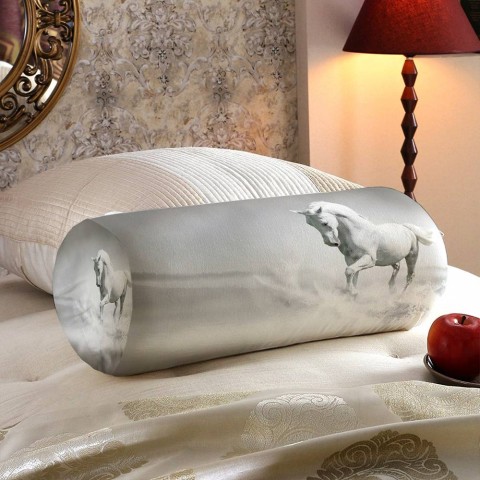 Декоративная подушка валик «Белый конь бегущий по воде» вид 5