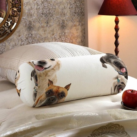 Тканевая подушка в форме валика «Довольные псы» вид 5