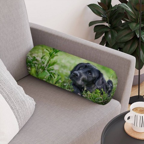Тканевая подушка-валик «Собачка в траве» вид 4